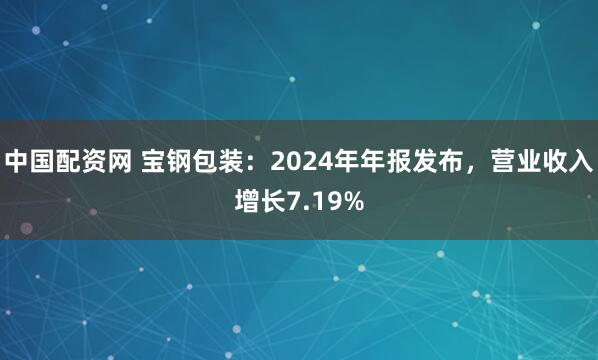 中国配资网 宝钢包装：2024年年报发布，营业收入增长7.19%